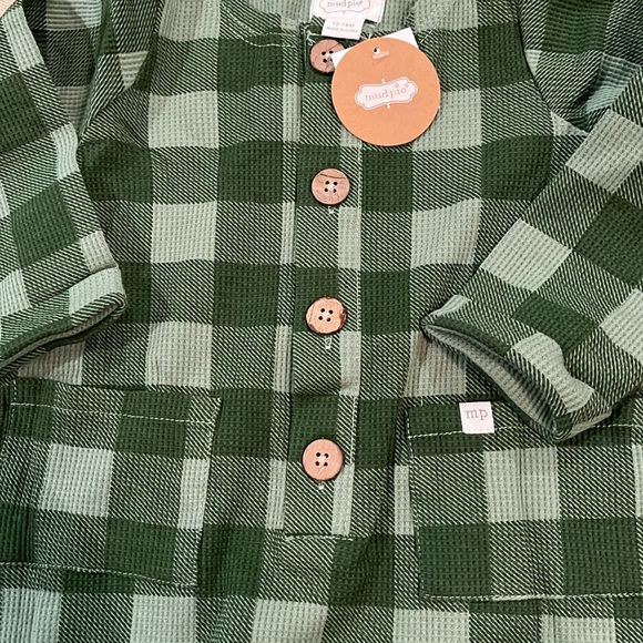 Mud Pie Baby Boys Green Plaid Bodysuit/NWT/12-18M - Picture 8 of 11
